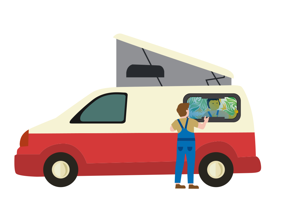 Van window in open position